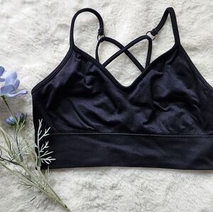 Strappy Back Black Sports Bra
